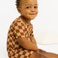 Espresso Checkered Bamboo Shorts Set