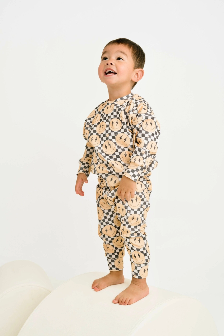 Lightning Checkered Smiley Crewneck Set