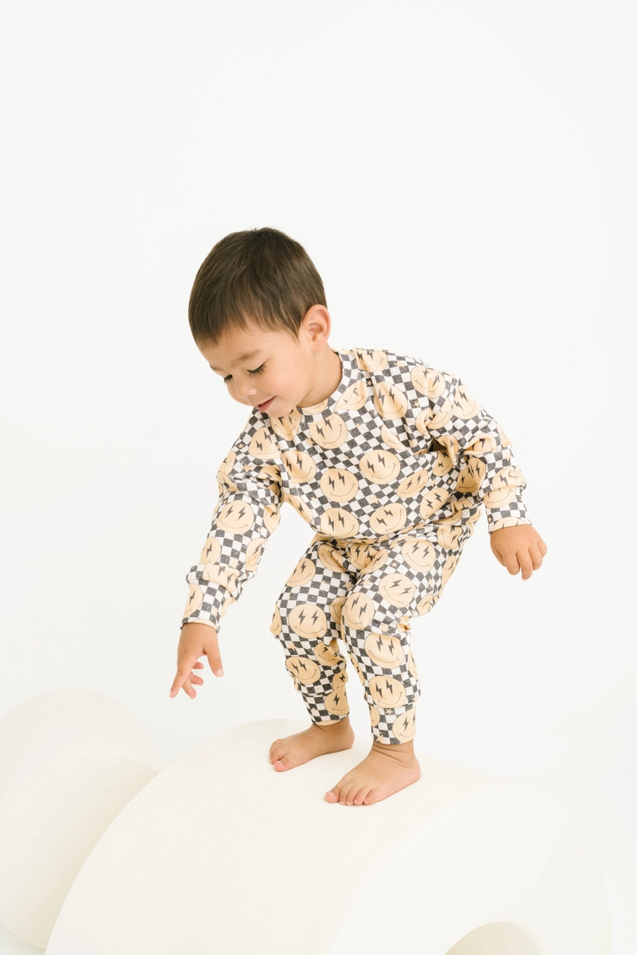 Lightning Checkered Smiley Crewneck Set