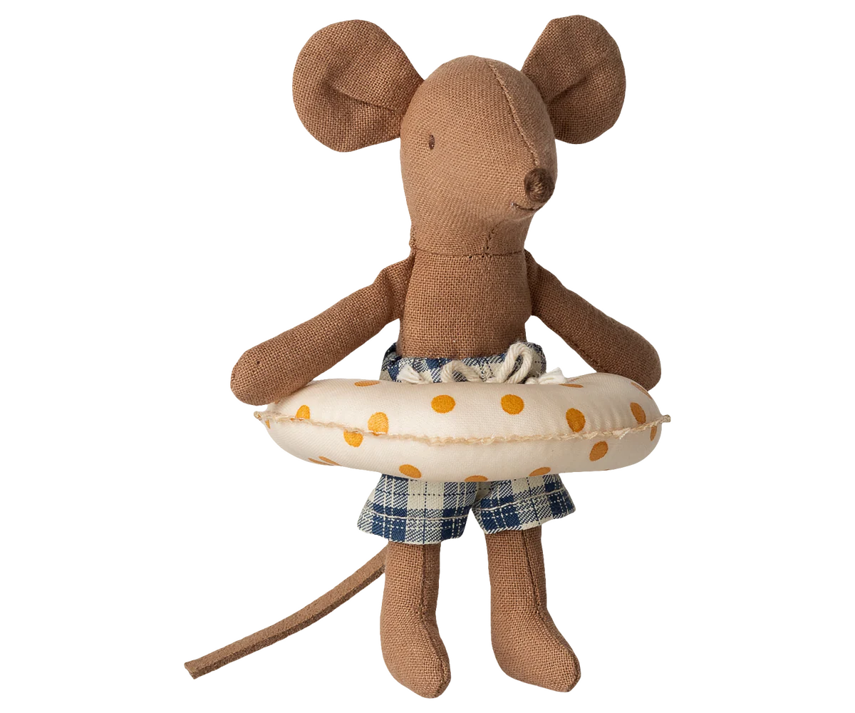 Beach mouse with float, Little brother - Yellow dots