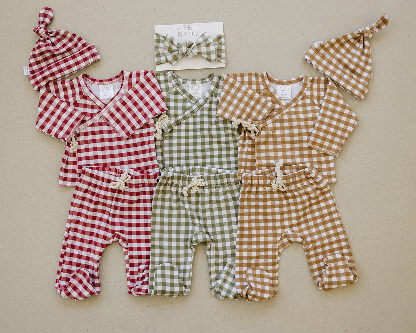 Mustard Gingham Cotton Layette Set