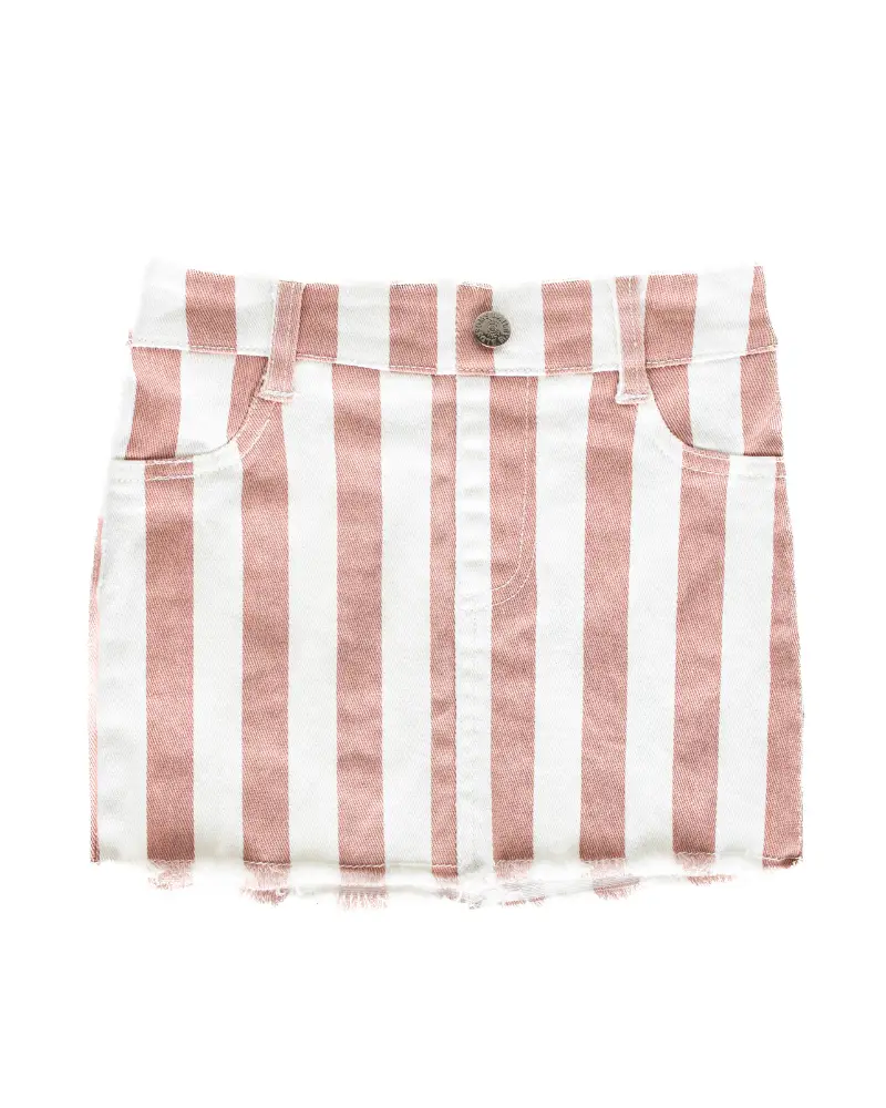 Matty Printed Denim Skirt - Peaches N' Cream