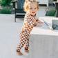 Rust Checkered Ribbed Bamboo Cozy Set