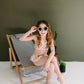 Taupe Checkered Ruffle Bikini Set