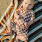 Rust Checkered Zipper Swim Suit