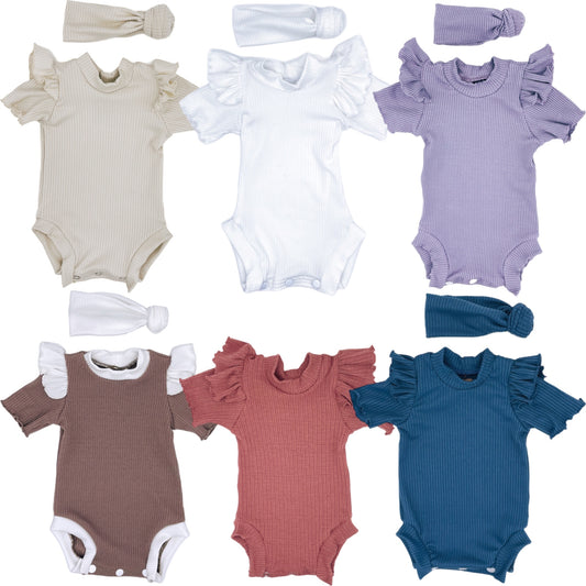 Ribbed Ruffle Onesie Set